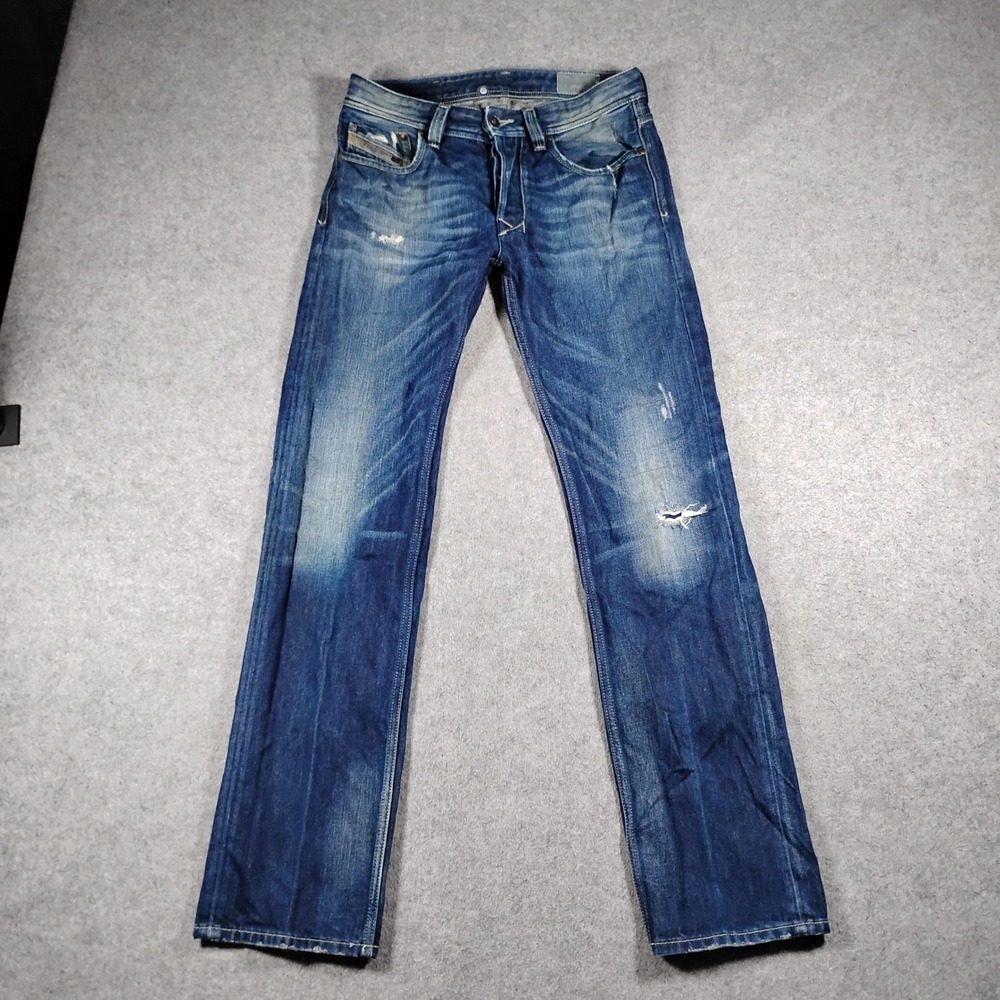 Diesel Men's Blue Larkee Blue Eyecons Straight Distressed Jeans Size 28